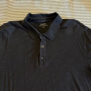 Vince. Men’s short sleeve polo. Black. Size L